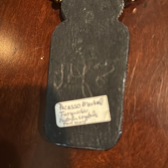 Picasso Marbel Turquoise Austrian Crystals facet Beads pendant necklace Signed - Picture 11 of 11